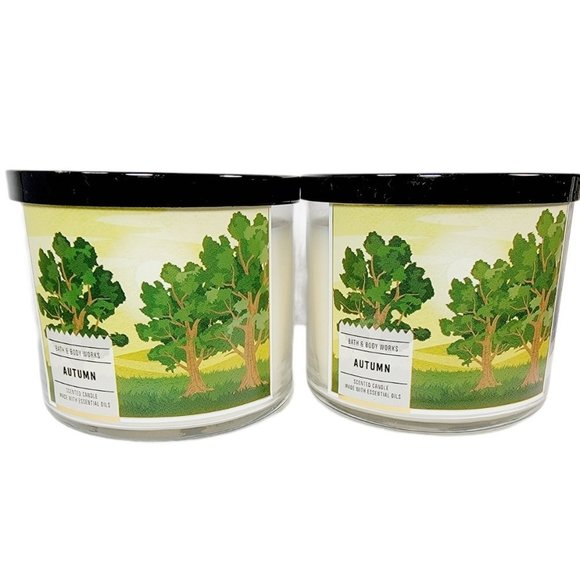 2 Bath & Body Works AUTUMN SCENTED 3 Wick Candles